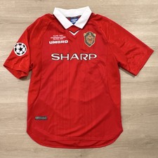 Manchester United Beckham #7 Red White CL Final 1999 Jersey 2XL (fits like XL)