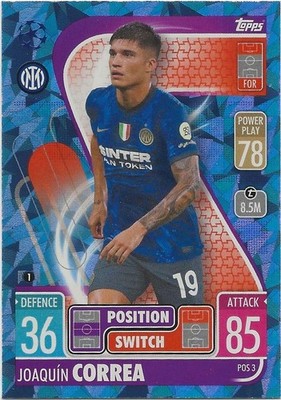 2021-22 Topps UEFA Match Attax Extra JOAQUIN CORREA Blue Crystal Foil #POS3