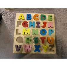 Wooden Alphabet Puzzle Board ABC Learning Toy Chunky Letters pieces only