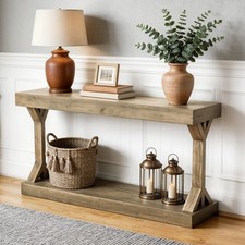 Chunky Narrow Console Table Farmhouse Accent Sofa Entryway Table Solid Fir Wood