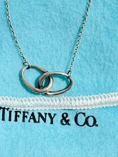 Tiffany & Co. Double Loop Interlocking Necklace Pendant Sterling Silver 925 Auth