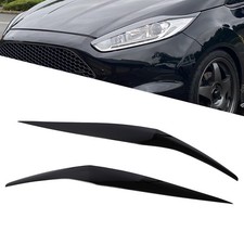 FOR FORD FIESTA MK7 MK7.5 12-17 HEADLIGHT EYEBROWS EYELID LID COVERS GLOSS BLACK