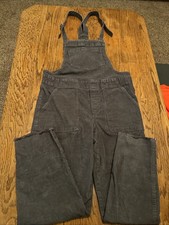 Aerie Gray Corduroy Overalls Small Raw Frayed Hem Boho Farm