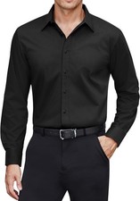 Men's Dress Shirts - Stretch Stain Shield Long Sleeve Solid Formal Button-Down