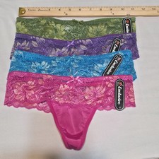 4 Exclusive Lace Thong Green, Blue, Purple  Pink Panties Underwear Sz Small NWT