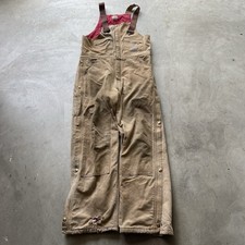 Carhartt Duck Canvas Bib Double Knee Overalls Mens 36x32 Brown Insulated BRN
