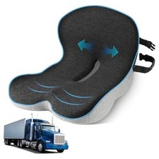 Truck Driver Seat Cushion, Memory Foam L-Shaped Average Size Gray-black