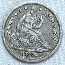 1839 No Drapery Liberty Seated Half Dime