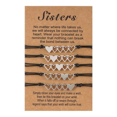 Best Friend Bracelet Braided for 5 Sister Jewelry Bangle Gift Friendship Couple