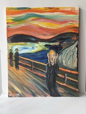 Vasliťa Signed Original Expressionist Landscape Seascape Figures Canvas OOAK