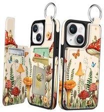 Compatible with iPhone 14 Wallet Case with Card for iPhone 14 Mushroom Frog