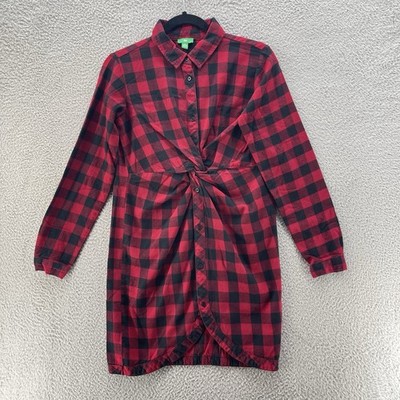 Dip Christmas Dress Girl Extra Large 16-18 Red Black Buffalo Plaid Twist Front