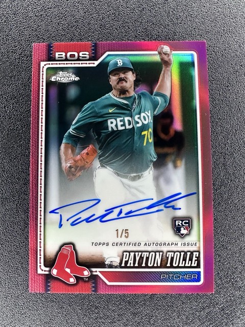 2026 Topps Chrome Payton Tolle True Red Auto 1/5 Color Match SSP Buchstütze RC!!