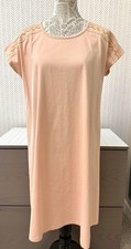 Women’s Downeast T-Shirt A-line Dress Capped Sleeve Embroidered Peach Medium