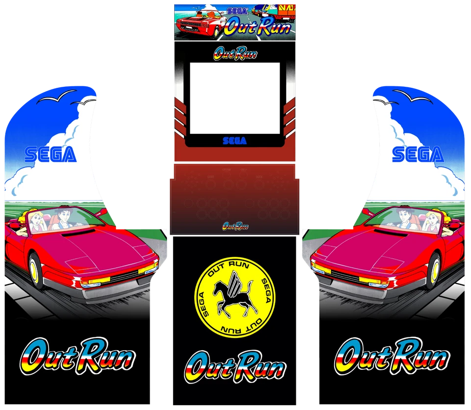 Gabinete Arcade 1UP gráficos/obras de arte gabinete completo - SEGA Outrun