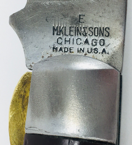E M Klein & Sons Curved Hawkbill Blade Pocket Knife Made in Chicago Illinois USA - Bild 2 von 12