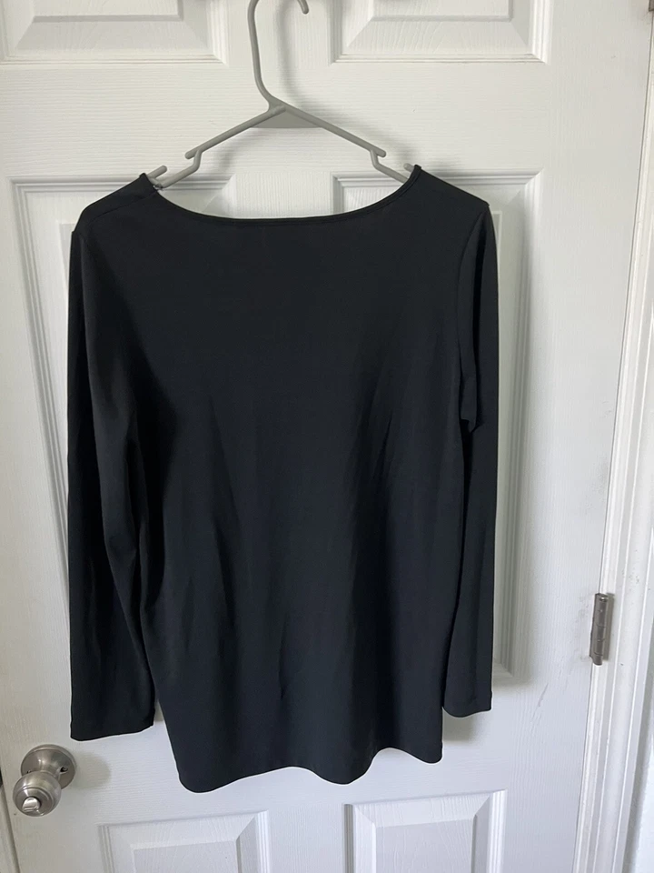 Camisa Top Sutton Studio Mujer Negra Manga Larga Talla Pequeña Mezcla Rayón Foto 2 de 3