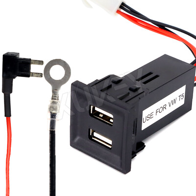 12V 2.1A Dual USB Ladegerät Für VW T5 Modelle Buchse Licht Einbau Steckdose