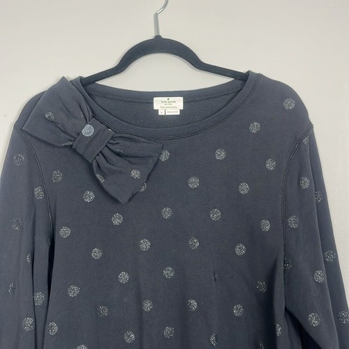 Sudadera Top Kate Spade Negra Brillo Punto Lazo / Talla L - Imagen 3 de 7