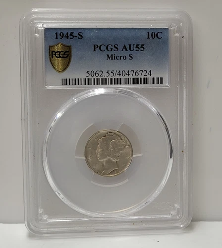 PCGS AU55 1945-S 10C Mercury Dime Micro S