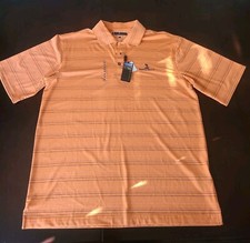 Pebble Beach Performance Mens Shirt Golf Polo Orange Striped Large NWT