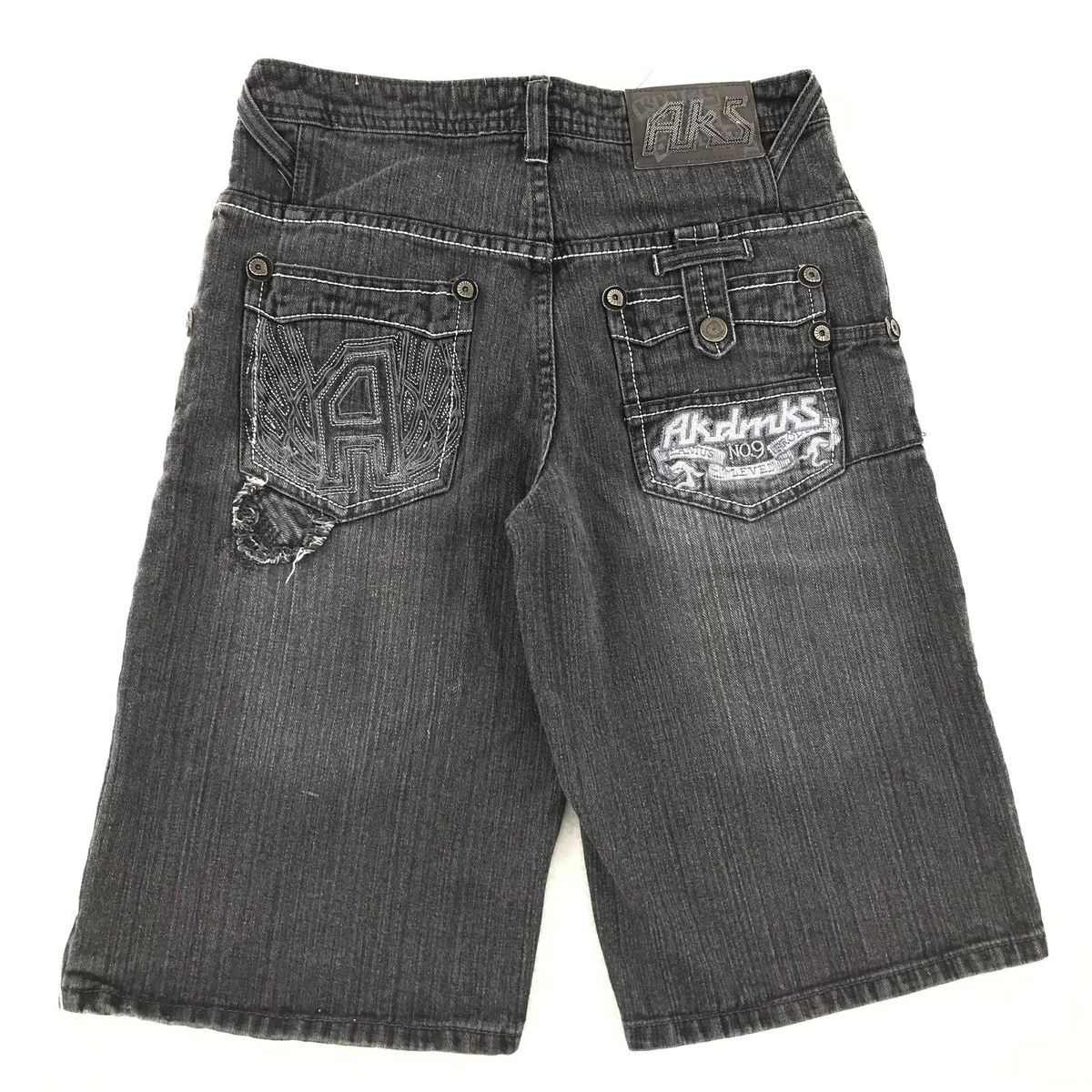 Akademiks Shorts Boys 14 Gray Retro Y2K Grunge Hip Hop Distressed