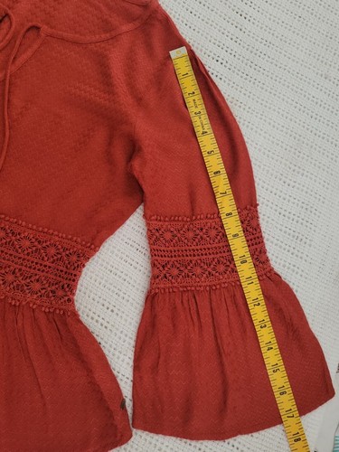 O'NEILL Boho Blouse-Size XS-Womens Peasant Top/Shirt-Lace Middle-Flutter Sleeve - Picture 10 of 13