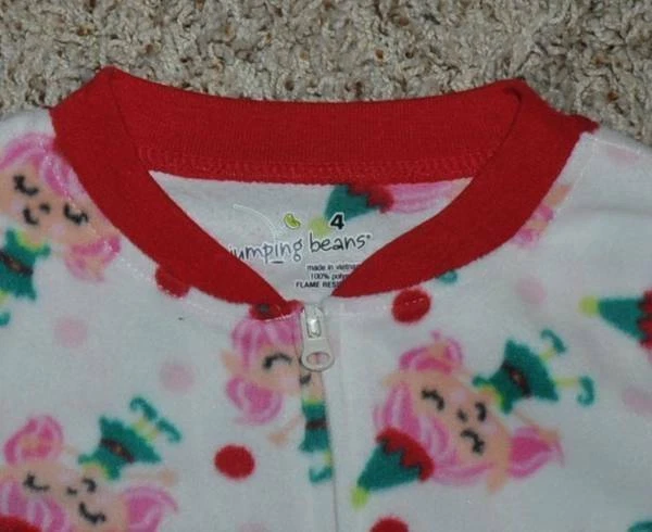 Pijama para niñas Navidad jumpolines niña elfo blanco 1 pieza patas polar talla 4 Foto 3 de 4