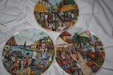 Vintage Effetti D Arte Farmer’s Market Scenes Italy Set Of 3 Salad Plates 8"