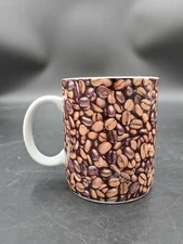 2007 Starbucks Coffee Bean pattern Mug cup with white handle 16 oz 