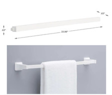 24 in. Towel Bar Rod Replacement Plastic White Rack, Spring Loaded End, Easy Cut