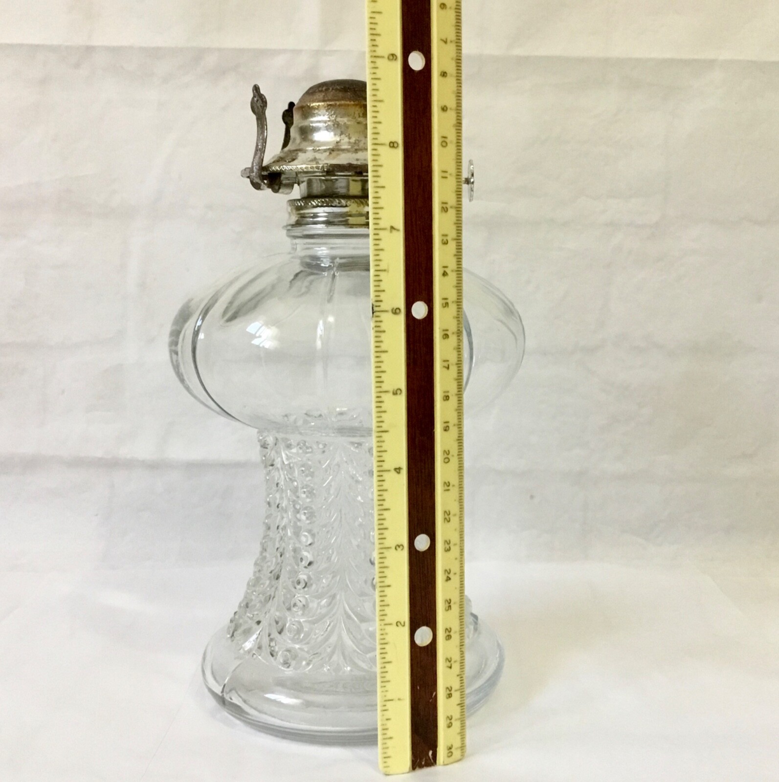 Vtg Lamplight Farms Oil Lamp Clear Glass Drapery Pattern Model NR 255 No Shade eBay