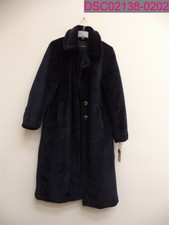 Something Navy Faux Fur Long Overcoat Women's Small