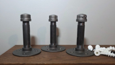4'' Set of 3 Floating Pipes (3'' shelf) steampunk urban industrial pipe decor