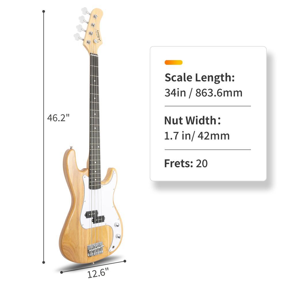 Glarry 46in Beginner Electric Bass Guitar Starter Kit w/Case 20W Amp Wood eBay