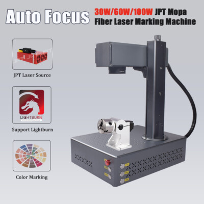 Auto Focus 30W/60W/100W JPT M7 Mopa Fiber Laser Marking Metal Engraver Machine 