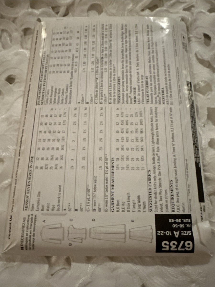 New Look Pattern 6735 Uncut Casual Pants Top Skirt Women 10 12 14