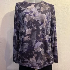 Cato Active Live Well Womens Tops Size Large Charcoal/Gray Long Sleeves NEW