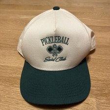 Pickleball Social Club Logo SnapBack Hat Cap Baseball Off White Green