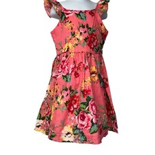 ZUNIE GIRL CORAL FLORAL LINED SUN DRESS m 7/8 NEW WITH TAG