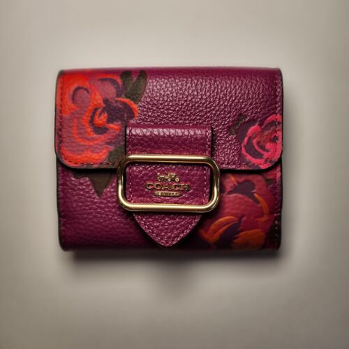 NWT Coach CF485 Small Morgan Wallet With Jumbo Floral Print Magenta