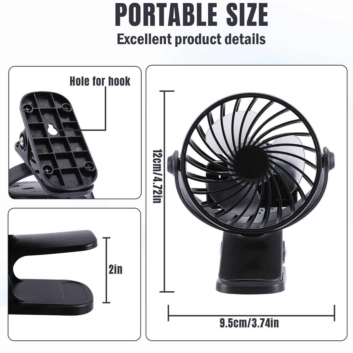 RamPro Portable Desk And Clip On Fan, 6 Inch Fans Small And Quiet Plug In, Small Personal Cooling Fan For Desk Home Bedroom Office, 2 Speed