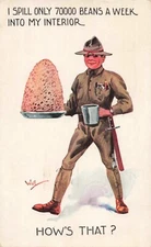 American Soldier Comic Postcard Artist Signed B. Wall c 1918     C10