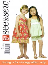 SEWING PATTERN Girls Clothes Clothing - Dress Sundress Tank Top Shorts Easy 5630