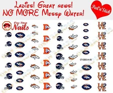 Denver Broncos Clear Vinyl PEEL and STICK (NOT Waterslide) nail decals/stickers