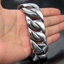 Men's Super Heavy 316L Stainless Steel Curb Cuban Link Chain Bracelet Necklace