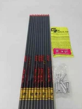 12pk Gold Tip Velocity 400 Uncut Carbon Arrow Shafts w/ Inserts & Nocks: VEL400S