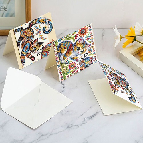 6pcs Mandala Kätzchen Diy Diamond Malerei Grußkarte mit Umschlag für Freund - Bild 5 von 12