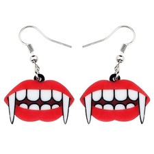 Halloween Acrylic Novelty Vampire Fangs Earrings Goth Blood Teeth Dangle Qu - 01