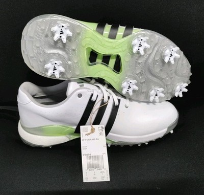   Adidas Tour360 24 Boost Golf Shoes Mens 7 White Green Black Spiked 